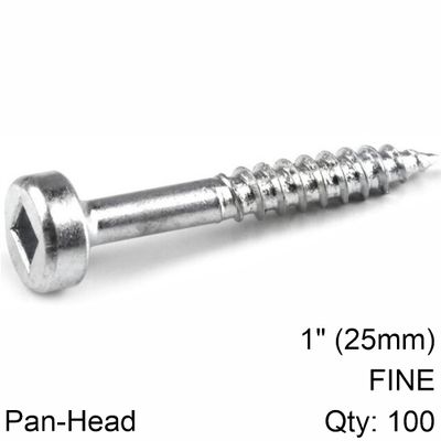 KREG Zinc Pocket Hole Screws 25mm 1.00' #6 Fine Thread Pan Head 100ct